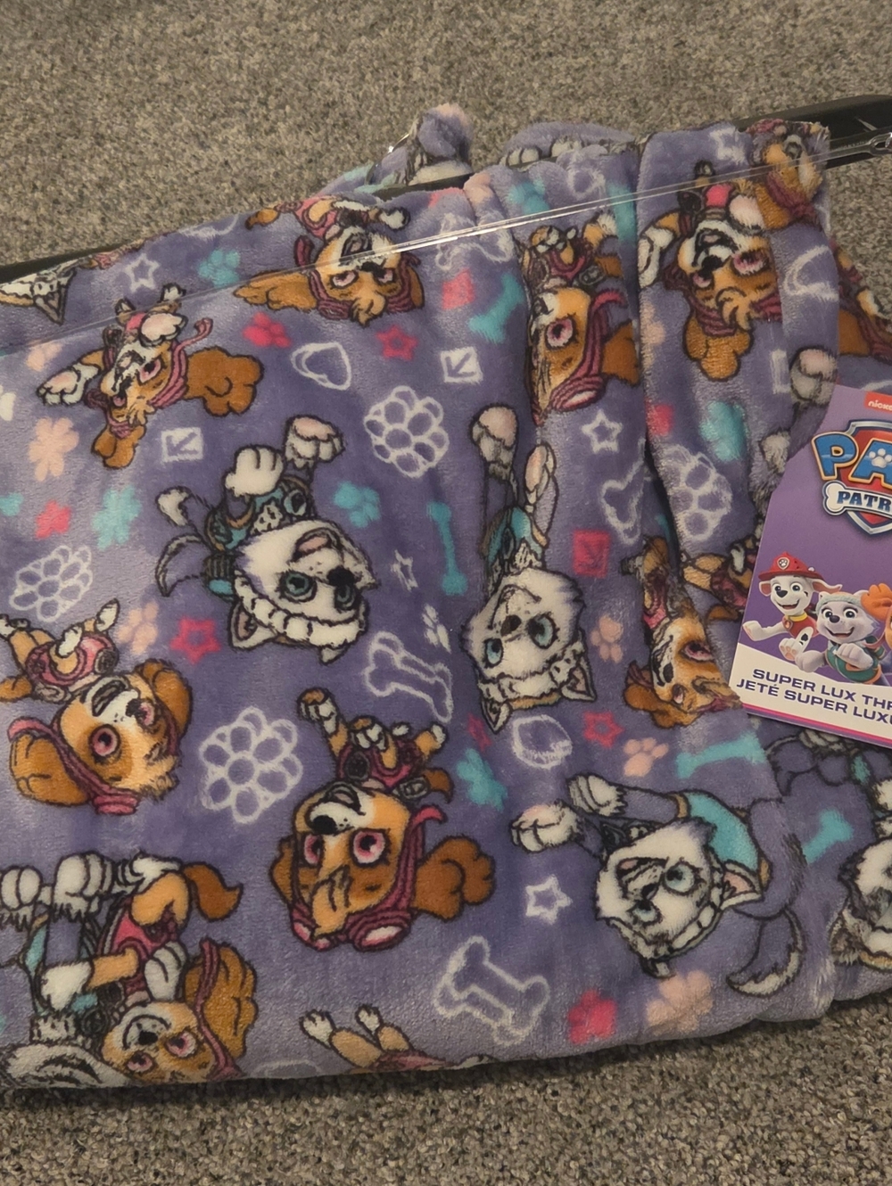 Paw Patrol Super Lux Plush Throw Blanket Kids Girl Boy Purple Gift